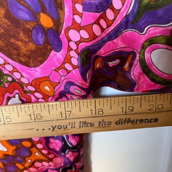 See by Chloe Graphic Silk Pink and Purple Mini Dress 3/4 Sleeve - Picture 5 of 7